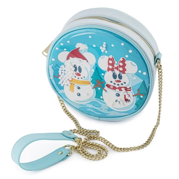 Loungefly Snowman Mickey & Minnie Snow Globe Backpack, Crossbody, & Wallet Set - Picture 7 of 16